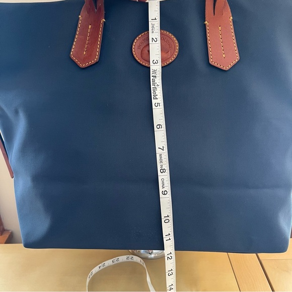 Dooney & Bourke Navy Tote with Brown Braided Handles - Picture 3 of 11
